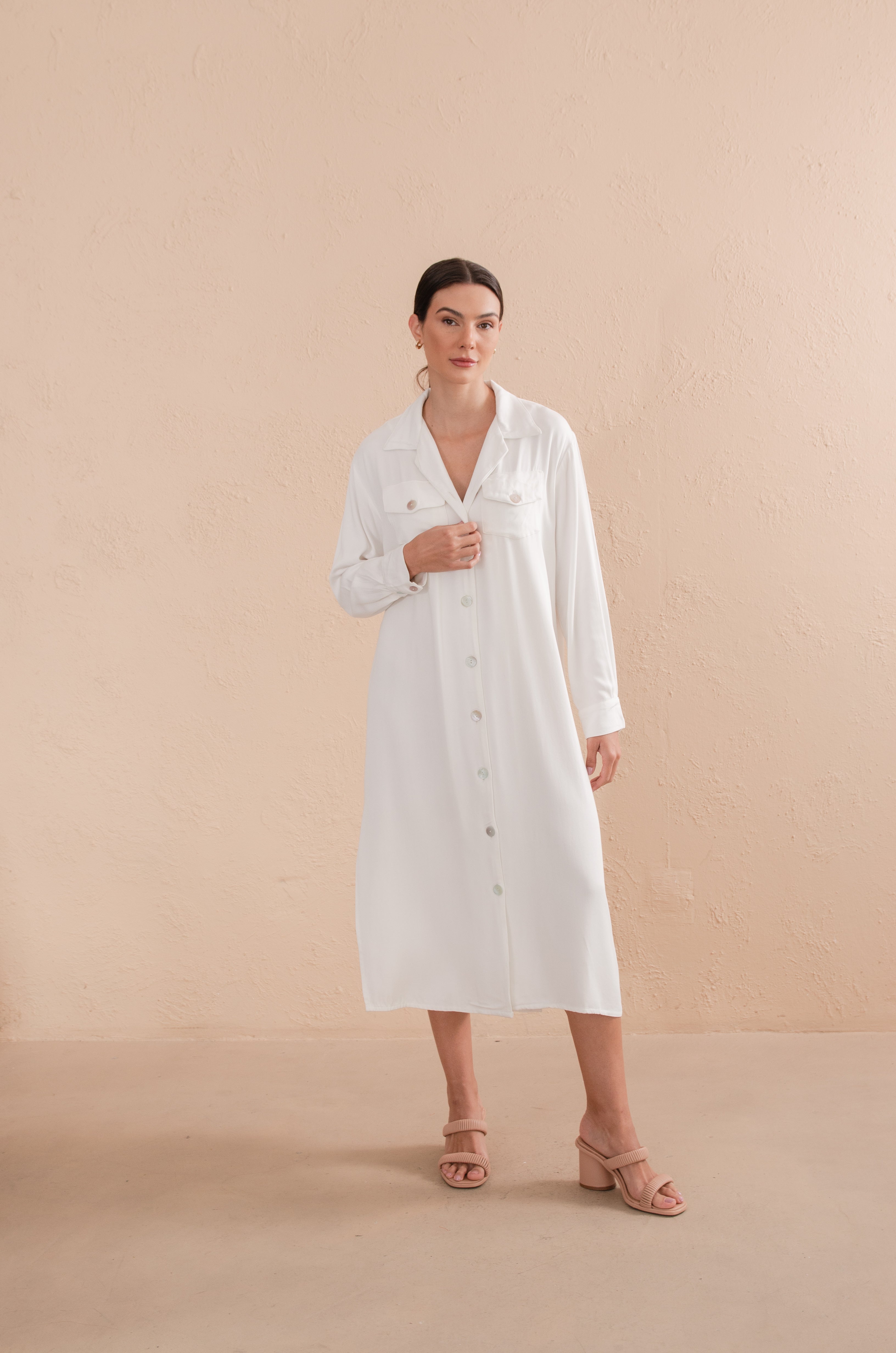 Marina Off-White Shirt Dress