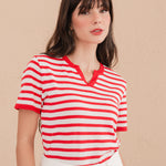 Blusa Listrada Decote V